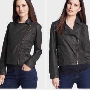 Eileen Fisher Womens Asymmetrical Zip Jersey‎ Knit Biker Moto Jacket Black Large